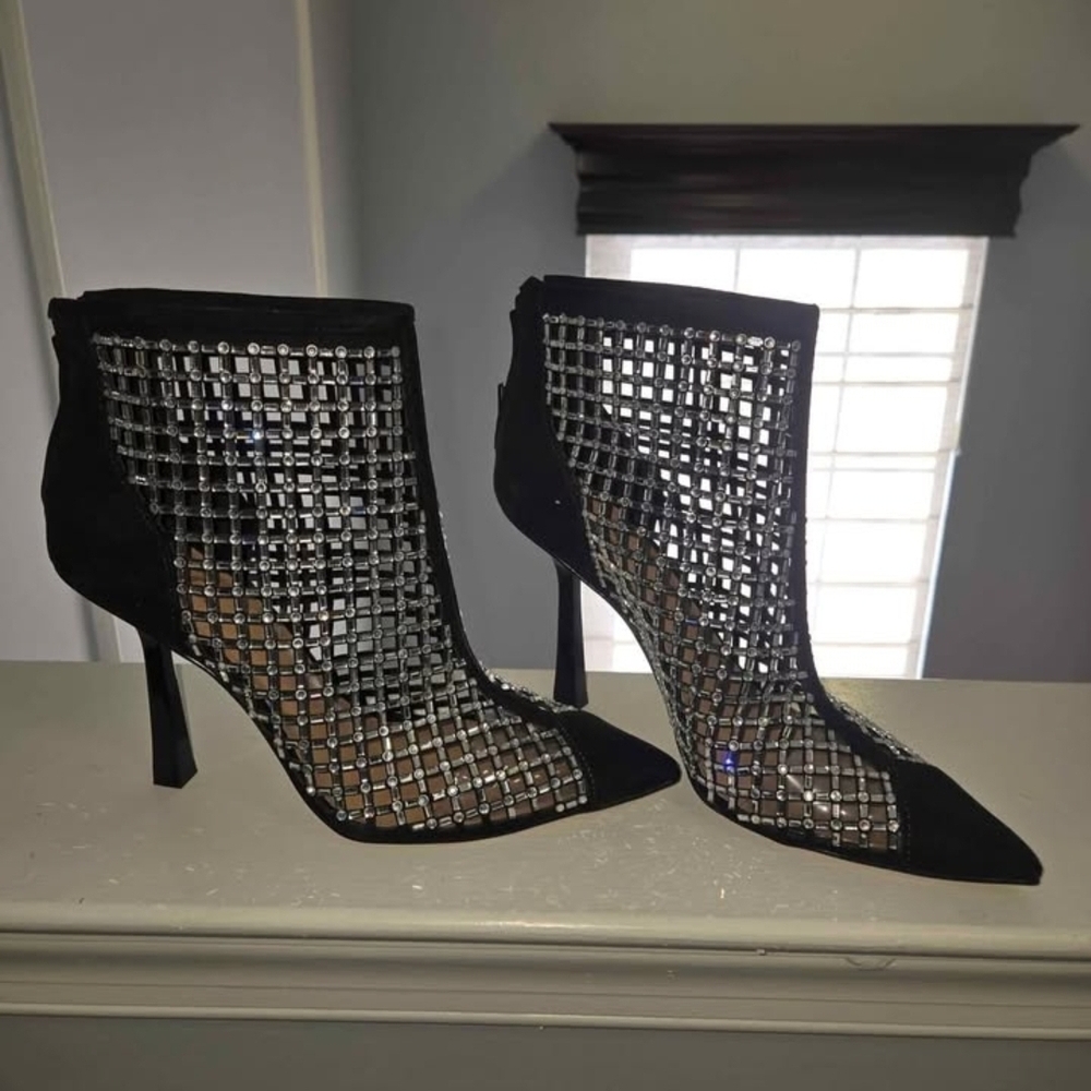INC International Concepts Black and Silver Ankle Booties